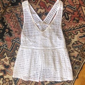 White Eyelet Peplum Top